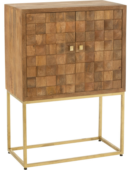 Buffet haut 2 portes Pino en Bois de manguier Marron Métal Gris - 1