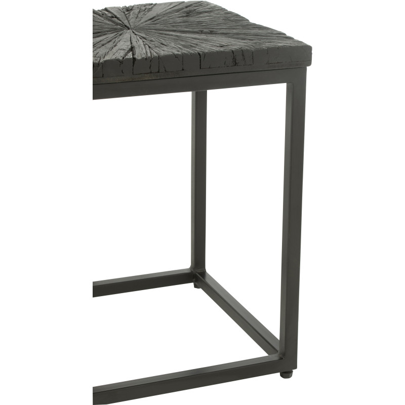 Table d'appoint Gigogne Carrée Shanil en Bois recyclé Noir Métal Noir (Lot de 2) - 2
