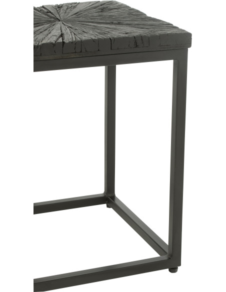 Table d'appoint Gigogne Carrée Shanil en Bois recyclé Noir Métal Noir (Lot de 2) - 2