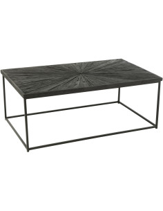 Table basse Rectangulaire Shanil en Bois recyclé Noir Métal Noir - 1