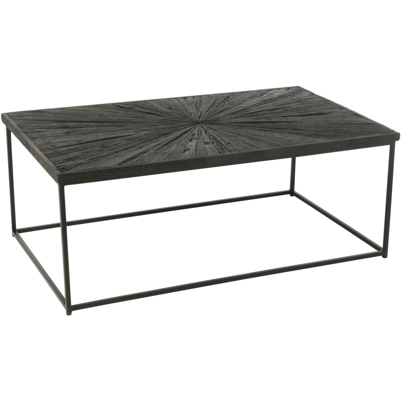 Table basse Rectangulaire Shanil en Bois recyclé Noir Métal Noir - 1