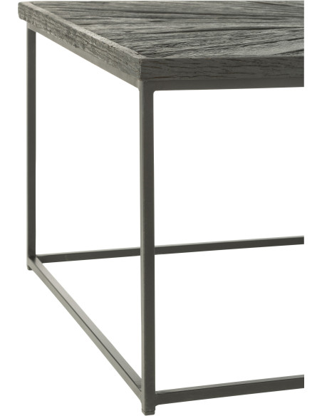 Table basse Rectangulaire Shanil en Bois recyclé Noir Métal Noir - 5