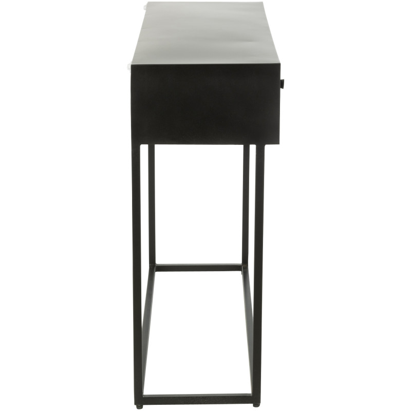 Console Rectangulaire 2 tiroirs Shanil en Bois recyclé Noir Métal Noir - 3