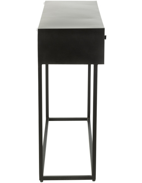 Console Rectangulaire 2 tiroirs Shanil en Bois recyclé Noir Métal Noir - 3