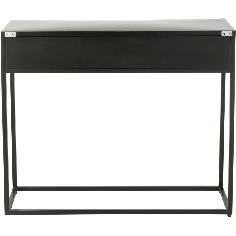 Console Rectangulaire 2 tiroirs Shanil en Bois recyclé Noir Métal Noir - 4