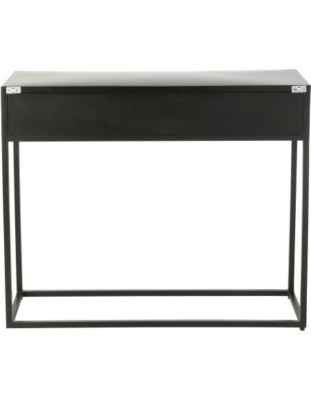 Console Rectangulaire 2 tiroirs Shanil en Bois recyclé Noir Métal Noir - 4
