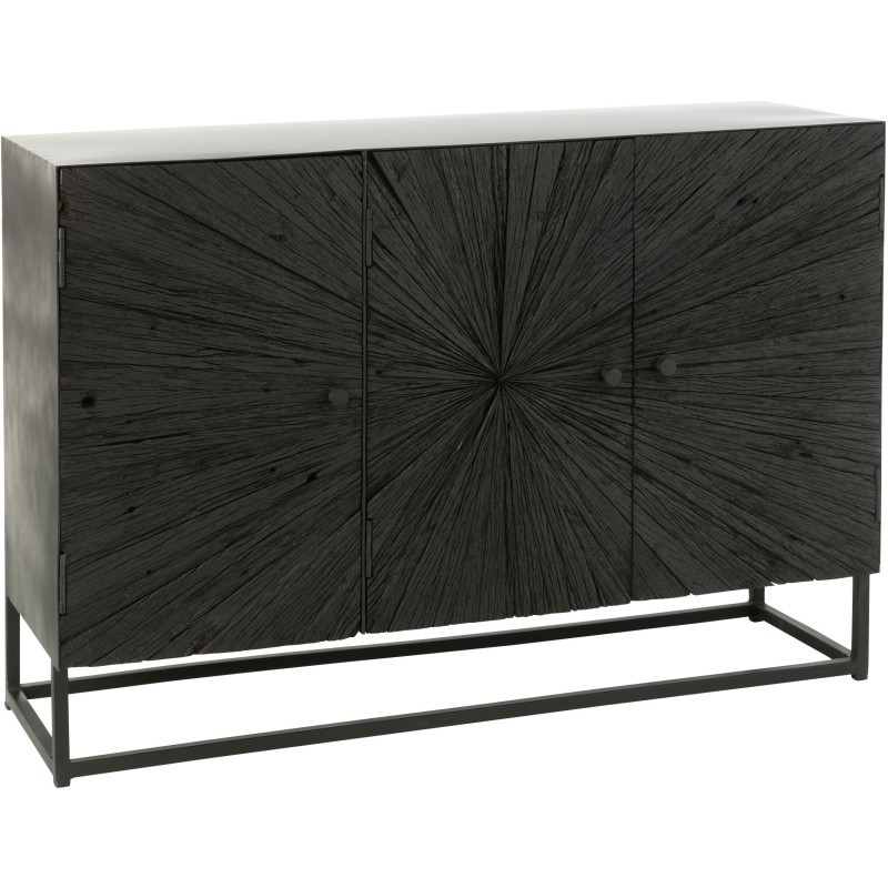 Buffet bas 3 portes Shanil en Bois recyclé Noir Métal Noir - 1