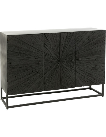 Buffet bas 3 portes Shanil en Bois recyclé Noir Métal Noir - 1