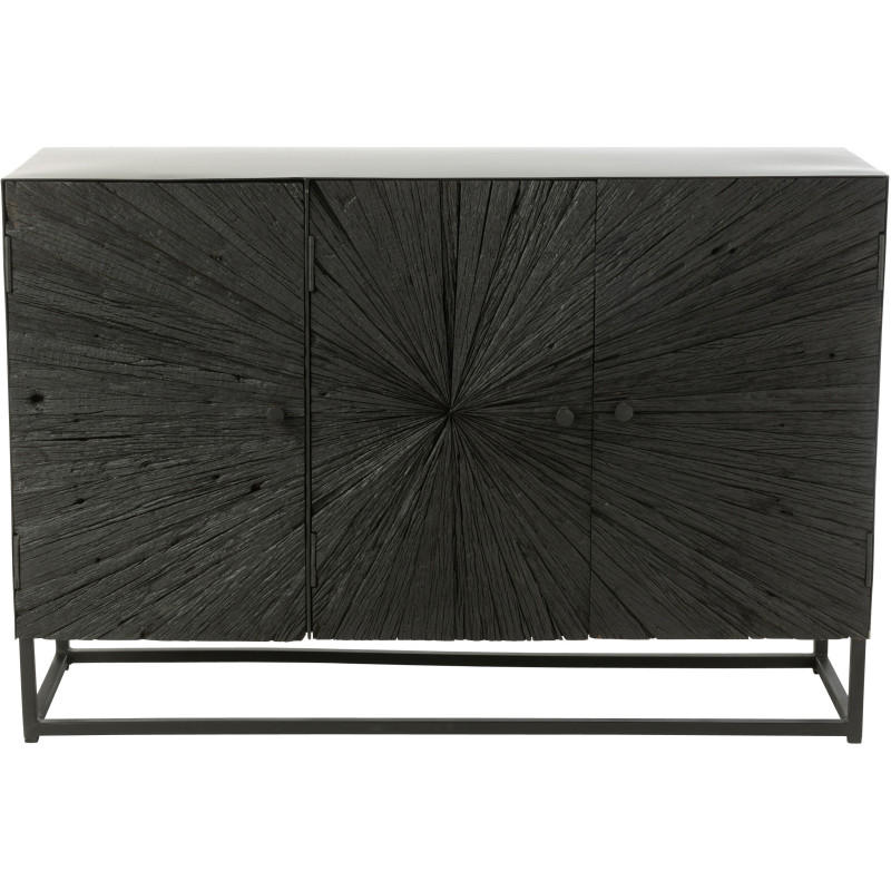 Buffet bas 3 portes Shanil en Bois recyclé Noir Métal Noir - 2