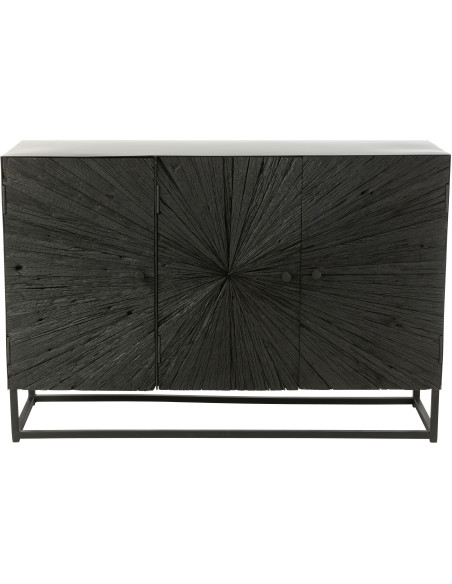 Buffet bas 3 portes Shanil en Bois recyclé Noir Métal Noir - 2