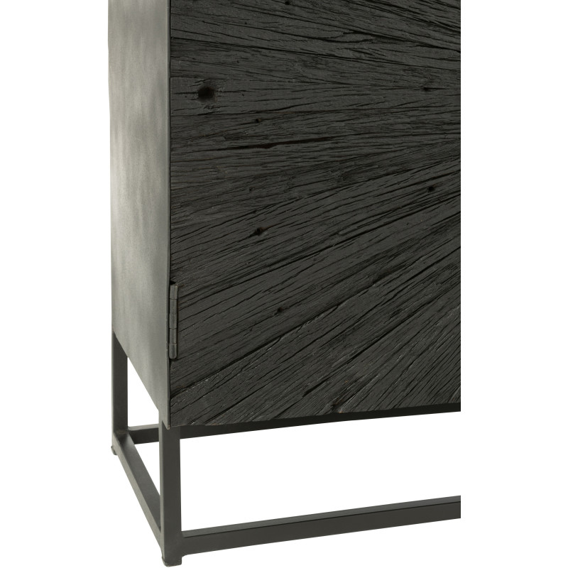 Buffet bas 3 portes Shanil en Bois recyclé Noir Métal Noir - 5