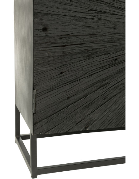 Buffet bas 3 portes Shanil en Bois recyclé Noir Métal Noir - 5