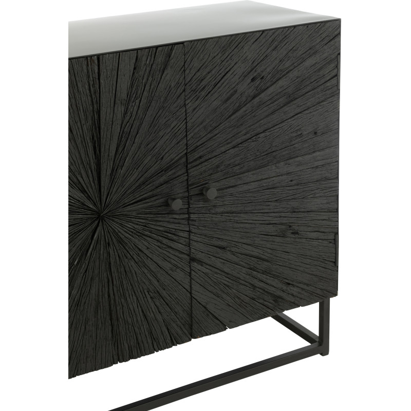 Buffet bas 3 portes Shanil en Bois recyclé Noir Métal Noir - 6