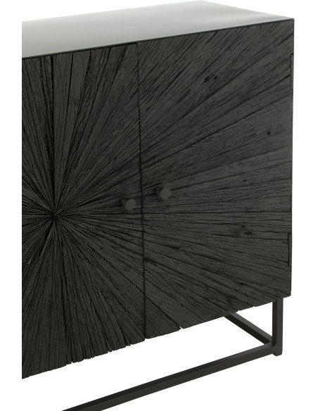 Buffet bas 3 portes Shanil en Bois recyclé Noir Métal Noir - 6