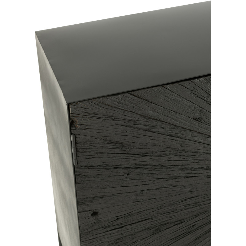 Buffet bas 3 portes Shanil en Bois recyclé Noir Métal Noir - 7