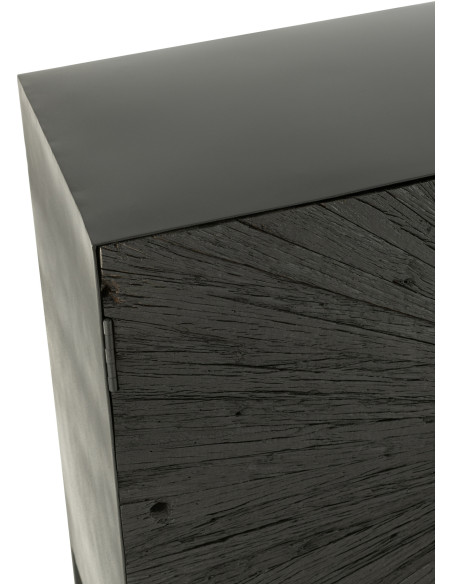 Buffet bas 3 portes Shanil en Bois recyclé Noir Métal Noir - 7