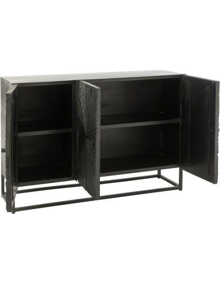 Buffet bas 3 portes Shanil en Bois recyclé Noir Métal Noir - 8