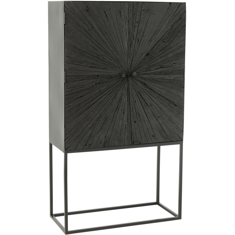 Buffet haut 2 portes Shanil en Bois recyclé Noir Métal Noir - 1