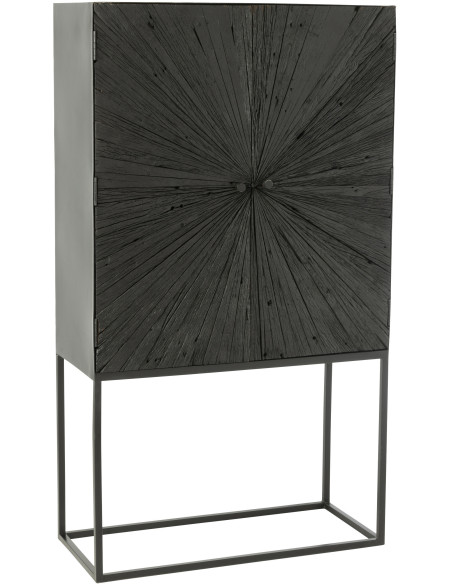 Buffet haut 2 portes Shanil en Bois recyclé Noir Métal Noir - 1