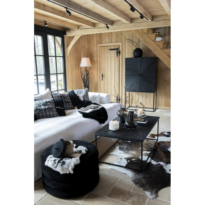 Buffet haut 2 portes Shanil en Bois recyclé Noir Métal Noir - 2