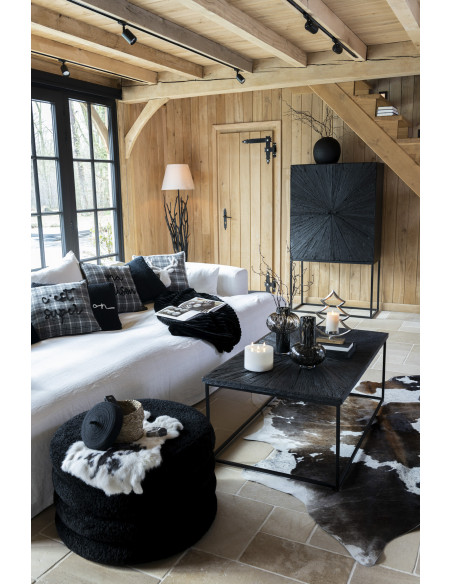 Buffet haut 2 portes Shanil en Bois recyclé Noir Métal Noir - 2