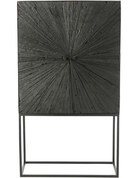 Buffet haut 2 portes Shanil en Bois recyclé Noir Métal Noir - 3