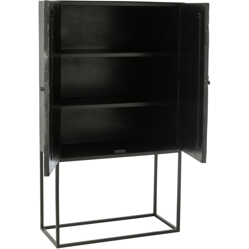 Buffet haut 2 portes Shanil en Bois recyclé Noir Métal Noir - 9