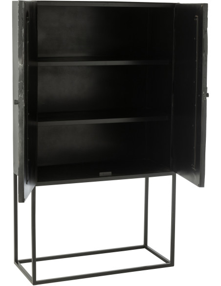 Buffet haut 2 portes Shanil en Bois recyclé Noir Métal Noir - 9