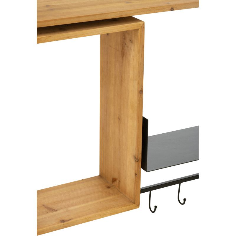 Étagère murale Tina avec Miroir et Porte manteaux en Bois de sapin Naturel Métal Noir - 8