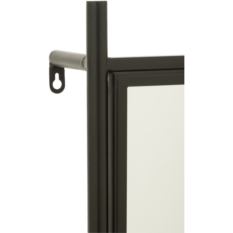 Étagère murale Tina avec Miroir et Porte manteaux en Bois de sapin Naturel Métal Noir - 9