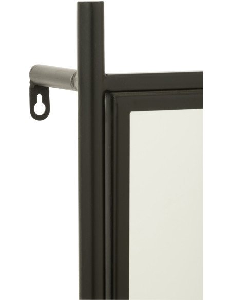 Étagère murale Tina avec Miroir et Porte manteaux en Bois de sapin Naturel Métal Noir - 9