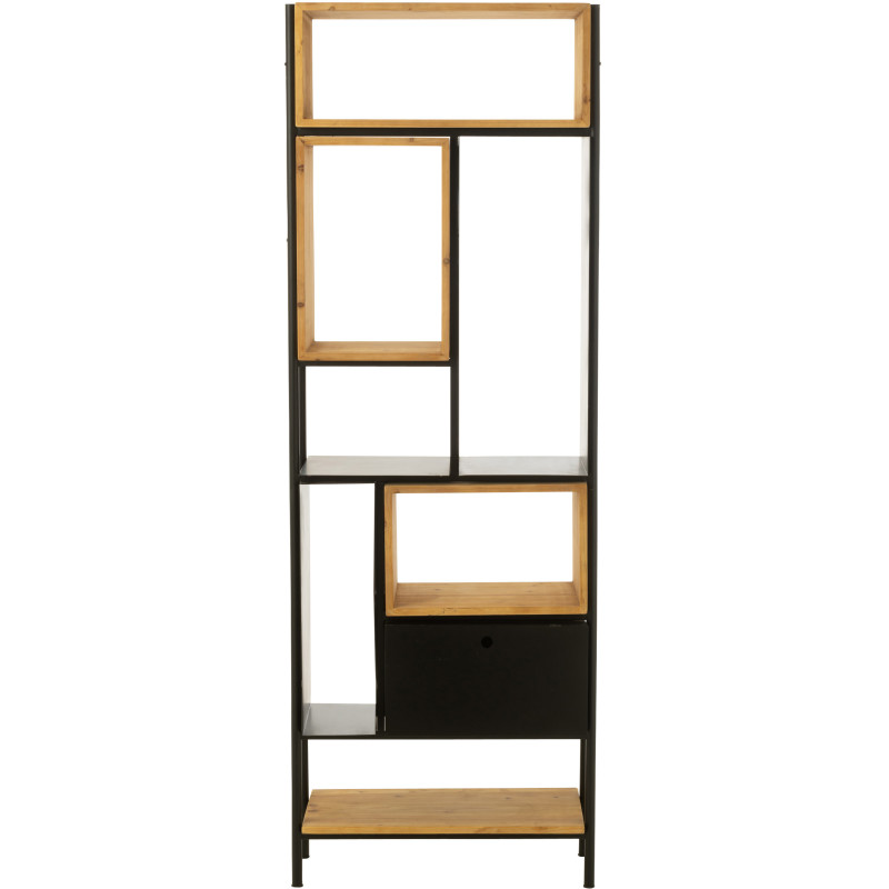 Étagère 8 niveaux Tina 1 porte en Bois de sapin Naturel Métal Noir - 3