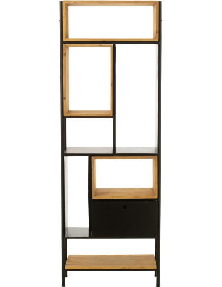 Étagère 8 niveaux Tina 1 porte en Bois de sapin Naturel Métal Noir - 3