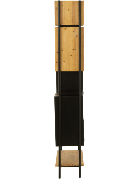 Étagère 8 niveaux Tina 1 porte en Bois de sapin Naturel Métal Noir - 4
