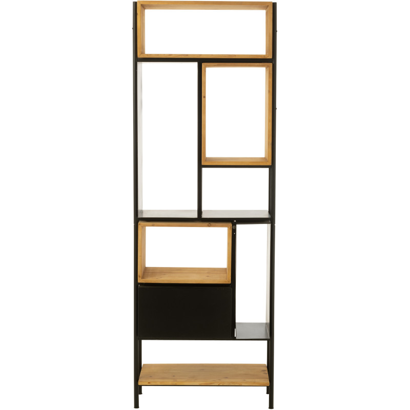 Étagère 8 niveaux Tina 1 porte en Bois de sapin Naturel Métal Noir - 5