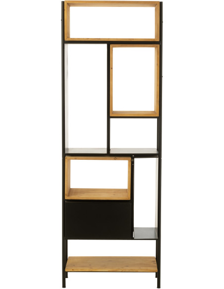 Étagère 8 niveaux Tina 1 porte en Bois de sapin Naturel Métal Noir - 5