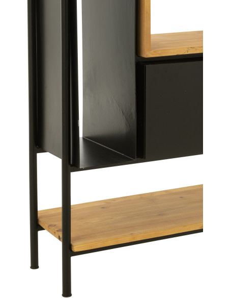Étagère 8 niveaux Tina 1 porte en Bois de sapin Naturel Métal Noir - 7