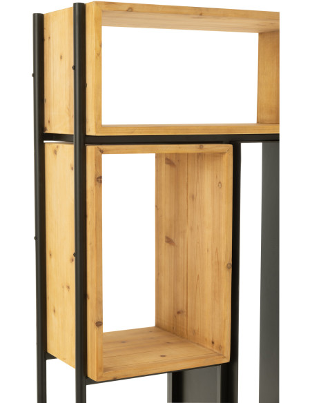 Étagère 8 niveaux Tina 1 porte en Bois de sapin Naturel Métal Noir - 10
