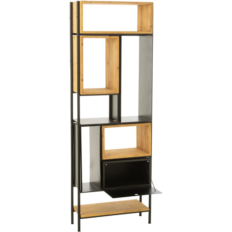 Étagère 8 niveaux Tina 1 porte en Bois de sapin Naturel Métal Noir - 11