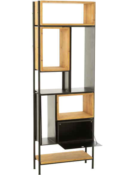Étagère 8 niveaux Tina 1 porte en Bois de sapin Naturel Métal Noir - 11