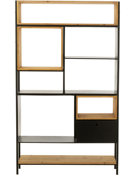 Étagère 7 niveaux Tina 1 porte en Bois de sapin Naturel Métal Noir - 2