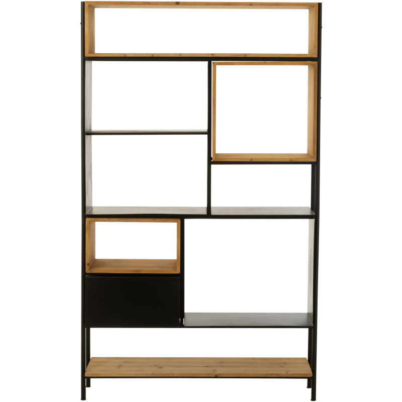 Étagère 7 niveaux Tina 1 porte en Bois de sapin Naturel Métal Noir - 4