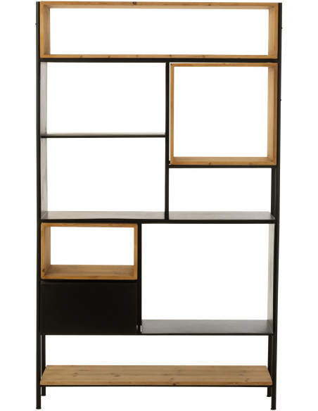 Étagère 7 niveaux Tina 1 porte en Bois de sapin Naturel Métal Noir - 4
