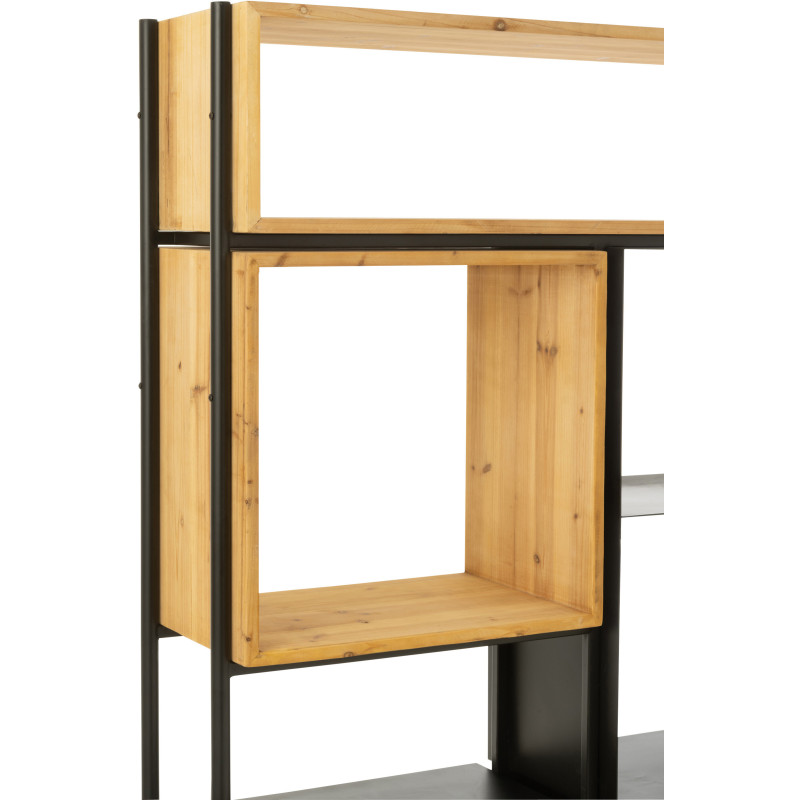 Étagère 7 niveaux Tina 1 porte en Bois de sapin Naturel Métal Noir - 8