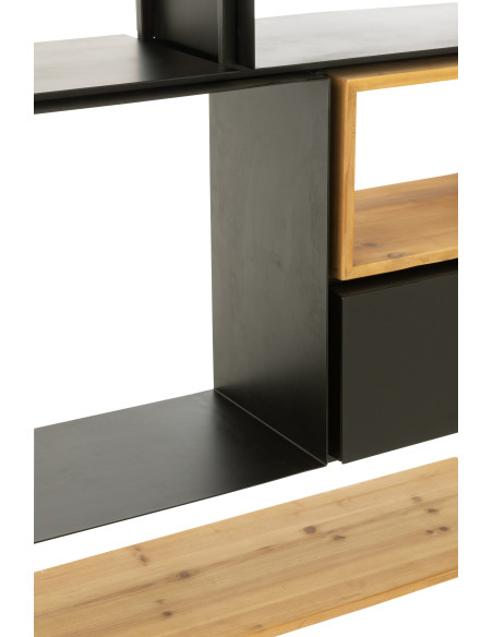 Étagère 7 niveaux Tina 1 porte en Bois de sapin Naturel Métal Noir - 9