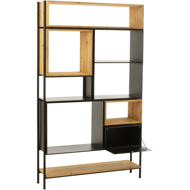 Étagère 7 niveaux Tina 1 porte en Bois de sapin Naturel Métal Noir - 10
