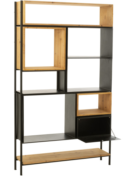 Étagère 7 niveaux Tina 1 porte en Bois de sapin Naturel Métal Noir - 10