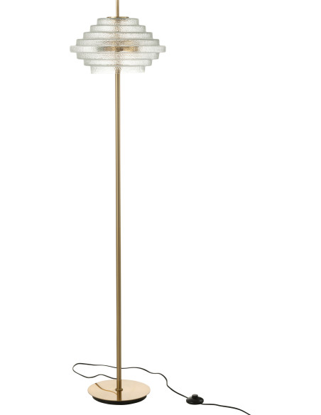 Lampadaire design Led verre transparent et métal doré - 1