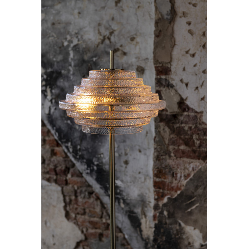 Lampadaire design Led verre transparent et métal doré - 2