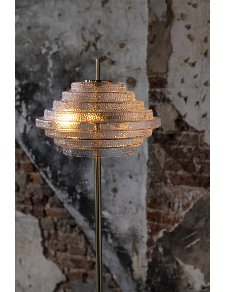 Lampadaire design Led verre transparent et métal doré - 2